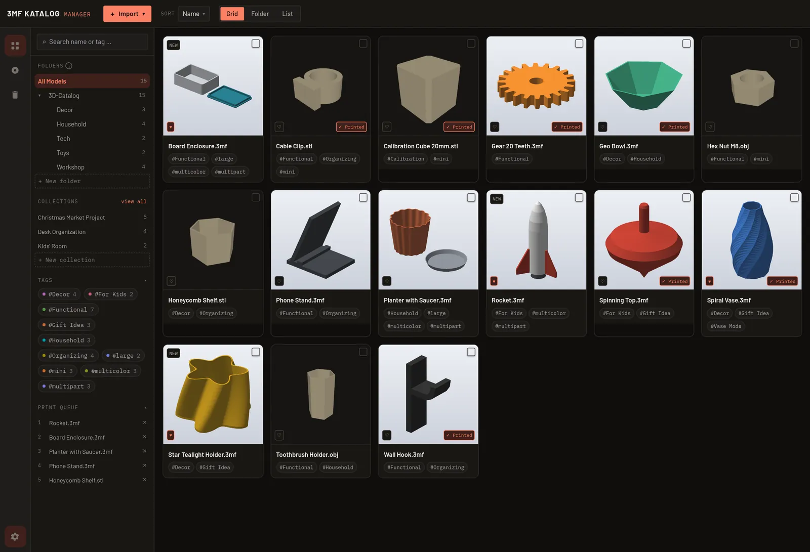 Catalog view of the 3MF Katalog Manager